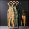 Men'S Jeans Mens Loose Cargo Bib Overalls Pants Mti-Pocket Overall Men Casual Eralls Suspenders Jumpsuits Rompers Wear Erall 211202 D Dhjc4