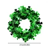 Fleurs décoratives Couronnes vertes pour porte d'entrée Shamrock Wreatch Clover Garland Artificial Leaf Wedding Party