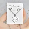 30Set/Los Trendy Edelstahl Silber Farbe Liebe Herz Anhänger Kette Halskette Ohrring für Frauen Mode Schmuck Set 240410