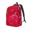 Backpack Pretty Red Hearts Female Valentine's Day Print Backpacks Polyester Streetwear School Bags Outdoor Style Design Rucksack