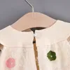 Mädchen sommer ärmellose Kleidung Kinderrunde Hals bunte süße Blume Big Bow Baby Quasten Prinzessin Kleid 240412