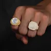 Luksusowy biżuteria hip -hopowa 18K Gold Splated 925 Strerel Srebrny VVS Moissanite Diamond Out Hip Hop Geometryczny pierścień dla mężczyzn