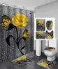 Blumenbadematte und 180x180 cm Duschvorhang Set Duschvorhang mit Haken Bad Teppiche Anti -Skid -Badezimmer Teppich Toilette Fußpolster Bat8781585