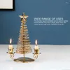 Candle Holders Candlestick Ornaments European Metal Christmas Tree Shape Wax Holder Home Decoration Double Gold