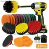 Cleaning Brushes 22Pieces Drill Brush Power Cleanin Attachment Set Multi-Purpose Home Carpet Tile Bath Car Wheel Deep Cleaner Tools Kit L49