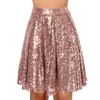 Skirts Women's High Waist Pleated Gold Sequin Mini Skirt Loose Party Shiny Miniskirt Night Club Dance Short For Women