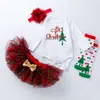 Autumn and Winter New Baby Skirt Set Christmas Tree Long Sleeved Sweetheart Checkered Princess Skirt Socks 4-piece Set