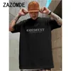 Men's T Shirts ZAZOMDE Summer American Style Creative Back R Eclipse Print Unisex Oversized Short Sleeve Cotton Tshirt Round Neck T-shirts