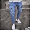 Men'S Jeans Helisopus Fashion Men Tactical Cargo Pants Mti Pockets Pencil Straight Zipper Cut Denim Trousers D18102402 Drop Delivery Dhzfg