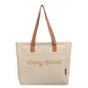 Shopping Bags Women Shoulder Commuter Bag Causal Canvas Tote Letters Print Large Reusable Grocery Eco Friendly Cloth Handbag For Lady