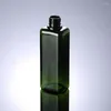 Storage Bottles Wholesale 200ml Green Square Refillable PET For Shampoo Shower Gel Cosmetic Plastic With Flip Top Cap