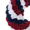 Fleurs décoratives American Patriotique Couronne indépendante Jour de la fleur artificielle bleu blanc rouge suspendu Garland pour la décoration de porte d'entrée