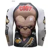 Mens T-Shirts Monkey Mens Compression Tight Skin T Shirt MMA BJJ Long Sleeves 3D Prints Rash Guard Fitness Base Layer Male Tops WearMe