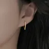Hoop Earrings 925 Sterling Silver Geometric Rhomboid Metal For Women Simple Line Korean Fashion Drop Ear Buckle Jewelry