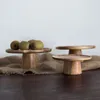 Plates Custom LOGO Japanese Style Wooden Cake Plate Fruit Bowl Nut Dish Round High Foot Sushi Serving Tray Home Restaurant Use