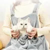 Kattbärare hundbärare väska non-stick hår husdjur sling förkläde händer gratis liten påse andningsfront för