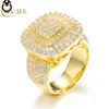 Luksusowy biżuteria hip -hopowa 18K Gold Splated 925 Strerel Srebrny VVS Moissanite Diamond Out Hip Hop Geometryczny pierścień dla mężczyzn