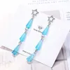 Stud Earrings 925 Sterling Silver Tassels Cone Blue Zircon Star For Women Jewelry Accessories Wholesale Argent Jewellery