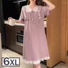 Vêtements de nuit pour femmes femme de nuit d'été coton coton à manches courtes robes de nuit pyjamas de nuit plus taille 6xl somnifère