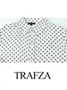 Sukienki robocze Trafza 2-częściowy zestaw Polka kropka nadruk jednol-lapowy dekoruj luźną koszulę elegancką mini spódnicę