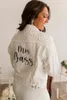 Bride to Be Personalized White Pearl Denim Jacket Bachelorette Wedding Gifts Customized Name Bridesmaid Dressing Gown Jean Coats 240415