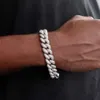 Hiphop 18k guldpläterad 925 silver 14mm isad Miami Moissanite Mens Cuban Link Armband