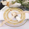 Disposable Dinnerware Gold Plastic Set: 350 Pieces With Lace Plates - Perfect For Special Events