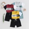 Shorts para crianças roupas infantis roupas de verão para meninos meninos duas peças roupas letra imprimir camiseta de manga curta e shorts para crianças de ternos