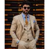 Ternos masculinos de negócios cáqui homens Tuxedo vestido formal casual pico de lapela festas noivo de noivo de blazer 3 peças trajes de hombre