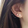 Stud-oorbellen Koj 3pcs 2/3/4mm 925 Sterling zilveren vierklauw glanzende diamanten piercing voor vrouwelijke meisjes kraakbeen bruiloftspannen