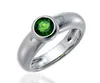 Cluster Rings GESIDE 6mm Chrome Diopside Rhodium Over Sterling Silver Ring 1ctw