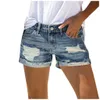 Yaz Kadın Pantolon Kot Pure Renk Deliği Ücretsiz fft denim şort eski kırık stil Pantalones de Mujer 240415