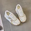 Casual Shoes Fujin 7,5 cm ko äkta läderplattform kil med hög märke chunky sneaker bekväma andningsfjäder höst blandad färg