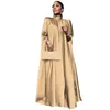 Plus -storlek Vonda 2024 Kvinnor Stand Collar Elegant Satin Dress Long Bat Sleeve Evening Pleated Maxi Sundress Casual Solid Robe Robe Satin Dress