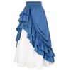Skirts Retro Medieval Women Vintage Renaissance Victorian Ruffled Hem A-Line Cosplay Costumes High Waist Maxi Skirt