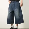 Harajuku Casual Summer Denim Shorts Mens Cat Must Be Simple Classic Youth Y2k High Street Pop Art Trend Five Quarter Pants Jeans 240409