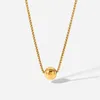 Ins Style minimaliste Gold Ball Pendant Collier Boîte de boîte Pull-out Collier en acier inoxydable en or 18k pour femmes bijoux personnalisés