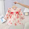 Abiti da ragazza Abito da bambina Abito di cotone stampato di coniglio tradizionale in stile cinese Baby Cheongsam Y240415Y240417WR7G