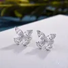 2024 Choucong Handamde Studörhängen Enkla modesmycken 925 Sterlig Silver Water Drop 5a Cubic Zircon Cz Diamond Party Women Wedding Bow Earring Gift Present