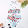 Frauen Badebekleidung hoher Taille Badeanzug 3 Stück Sets Bikinis Sarong Rock Frauen 2024 Biqunis Tassel Beach Badeanzug Monokini Sommer