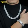 Bijoux hip hop brillant 15 mm 2rows conception de sterling sier gold plaqué diamant Moisanite Cuban Link chaîne