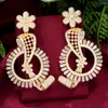 Brincos Dangle Godki 61mm Flores da moda African Drop For Women Wedding Party Dubai Bridal Jewelry Boucle D'Oreille Femme Gift