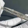 Moissanite bransoletki Grawerowany prezent solidny 14 -karatowy biały złoto 3,5 mm modny styl prosta luksusowa bransoletka