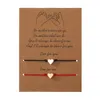 Simple and Personalized Alloy Infinite Symbol Wax Thread Woven Couple Card with Double Peach Heart Bracelet