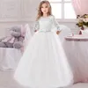 Vestido de princesa para festa para festa vestido de casamento vestidos brancos para crianças de natal traje de dama de honra 240412