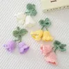 Keychains Lanyards Cute Bell Orchid Crochet Flowers Key Chain Pendant Artificial Woven Flower Handcraft Keychain Backpack Pendant Decor