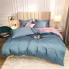 Sängkläder sätter högkvalitativ broderad silkeslen bomullssatin fast färg 3/4 bitark täcke täckning