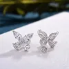 2024 Choucong Handamde Studörhängen Enkla modesmycken 925 Sterlig Silver Water Drop 5a Cubic Zircon Cz Diamond Party Women Wedding Bow Earring Gift Present