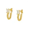 Stud Earrings CRMYA Gold Color For Women Fashion Piercing CZ Zircon Initial Chain Female 2024 Jewelry Wholesale