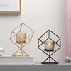 Candle Holders European Style Holder Romantic Geometric Cup Luxury Metal Crafts Tea Light Home Decoration Table Ornaments